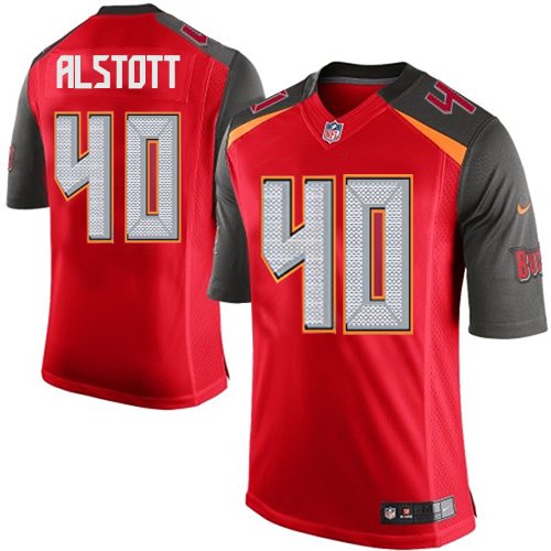 Men's Limited Mike Alstott Nike Jersey Red Home - #40 NFL Tampa Bay Buccaneers